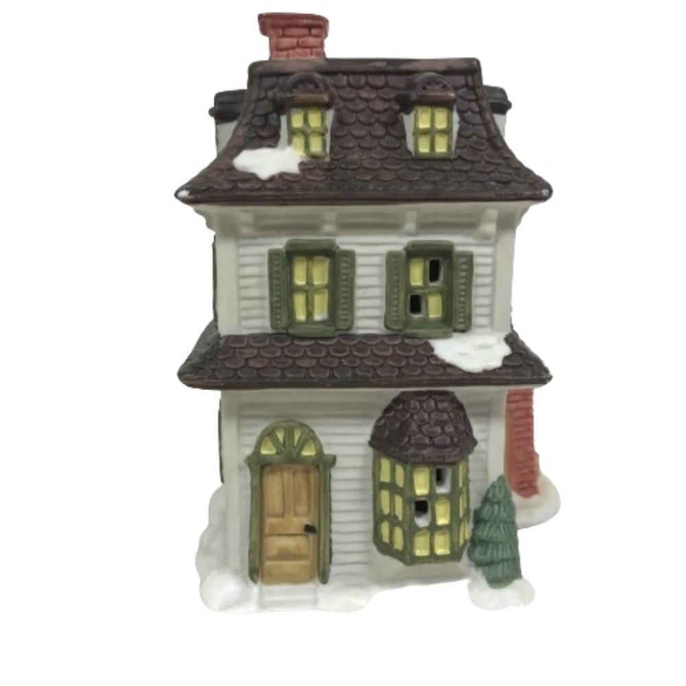 Christmas Village Snowy House Display Vintage 90s  Porcelain Coll…